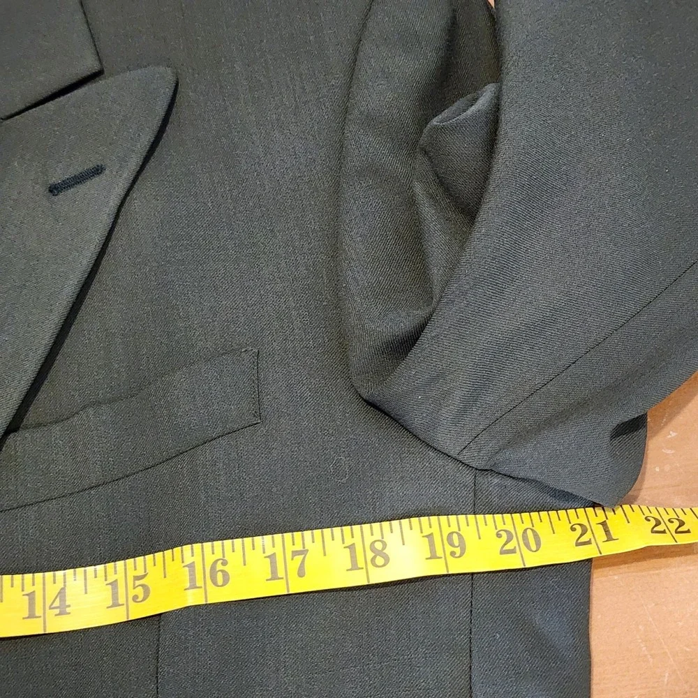 Joseph & Feiss Mens 36S 32x30 2pc Double Breasted Wool Suit Olive Green Business
